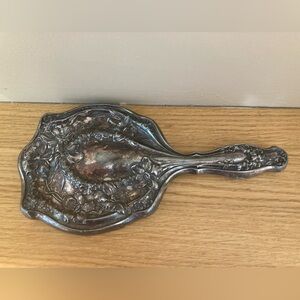 Vintage Handheld Mirror with Ornate Handle